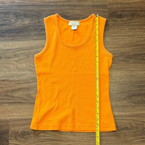Express VINTAGEWomen’s Tricot Tank Top Size Small Orange Stretch Knit Sleeveless - Picture 4 of 6